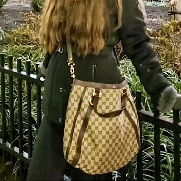 GUCCI Abbey GG Web Monogram Canvas Brown Leather Crossbody Shoulder Bag - Picture 8 of 17